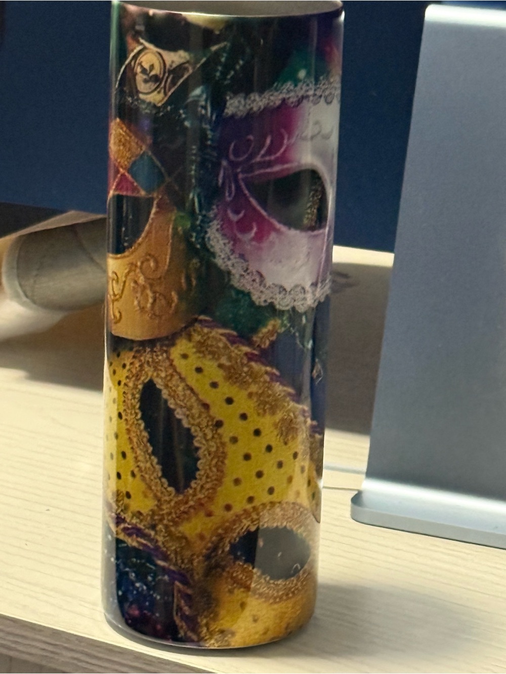 Festive Yellow Carnival Mask Decorative Vase
